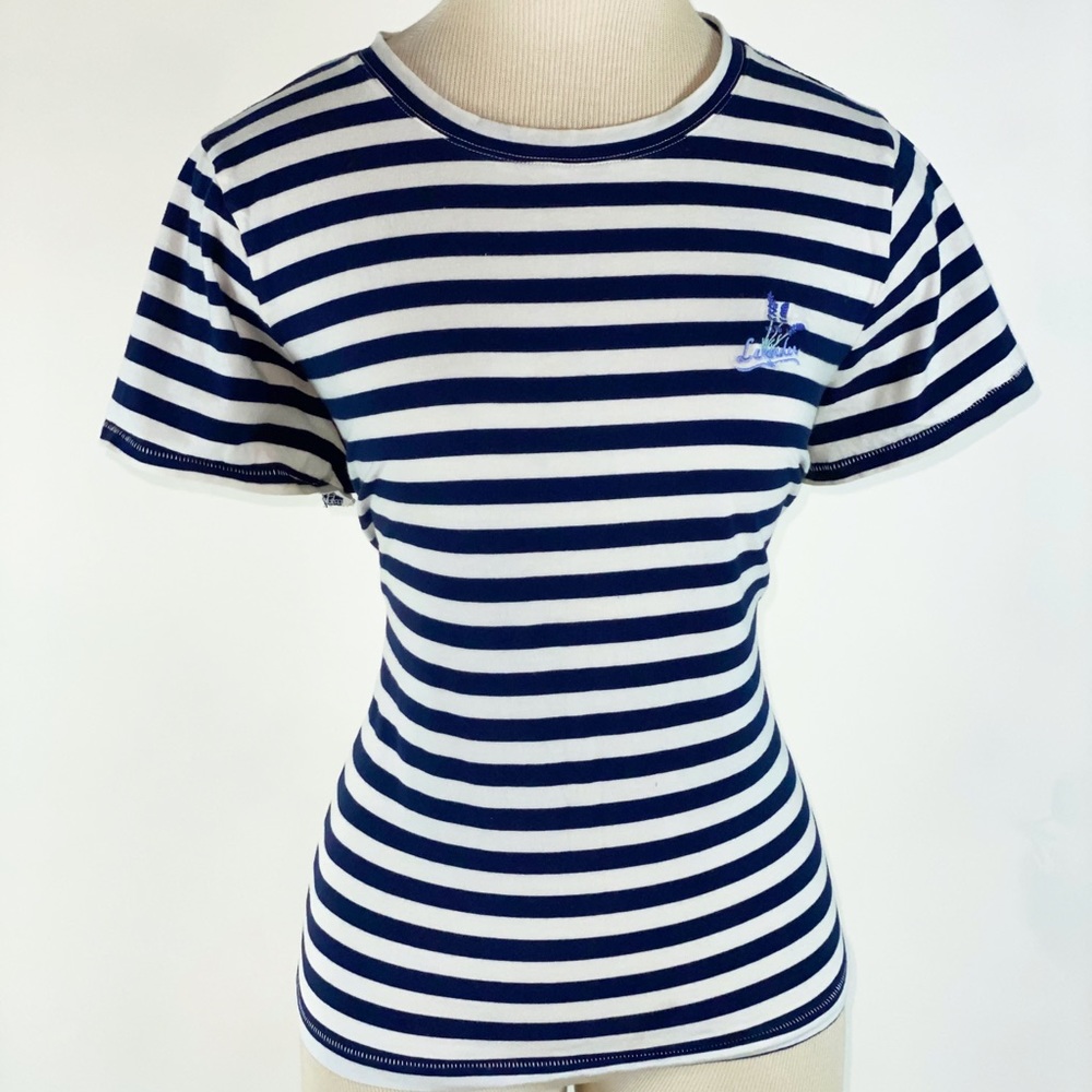 Made well striped tee w/ embroidered lavender XXL